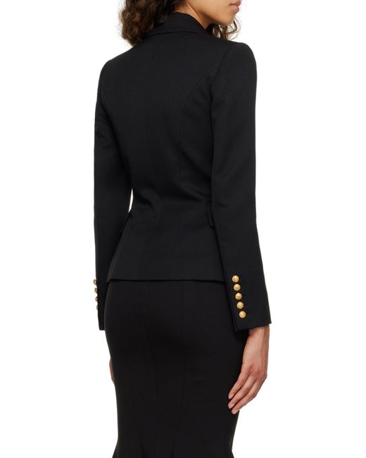 Balmain Black Button Embellished Tailored Blazer