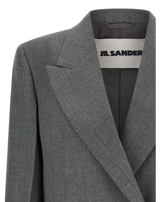Jil Sander Gray Double Breasted Tailored Blazer