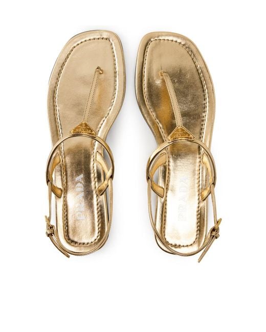 Prada Metallic Flip-Flop Flat Sandals