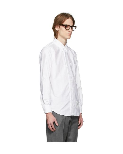 Thom Browne White Logo Patch Shirt for men