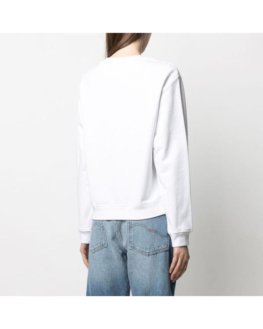 Moschino White Round-Necked Logo Sweater