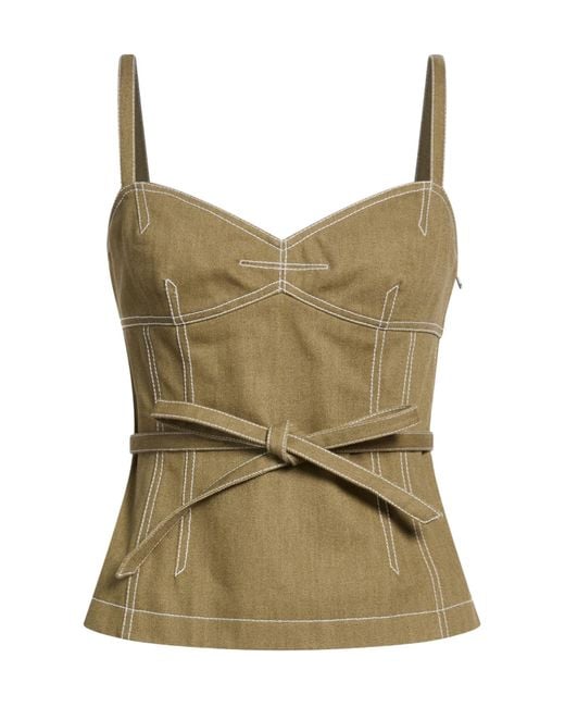 Tory Burch Green Solid Color Denim Sleeveless Top