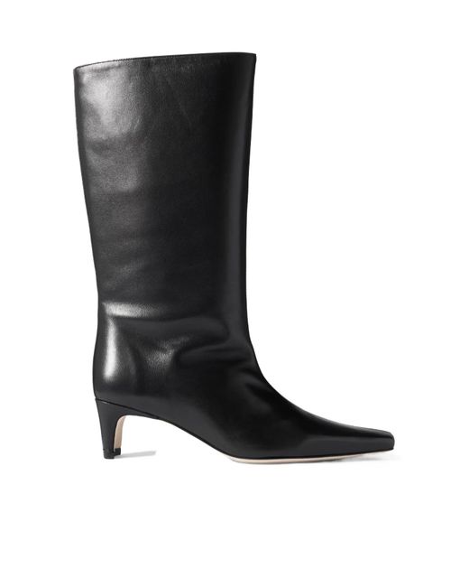 Staud Black 55Mm Mid-Calf Length Leather Boots