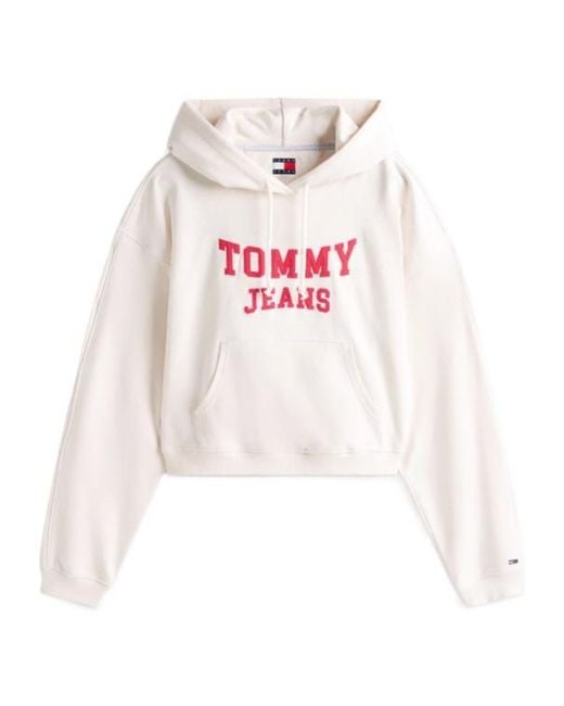 Tommy Hilfiger White Varsity Applique Logo Boxy Hoody