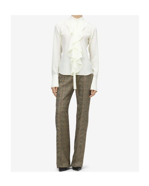 McQueen White Ruffled Long-Sleeve Shirt