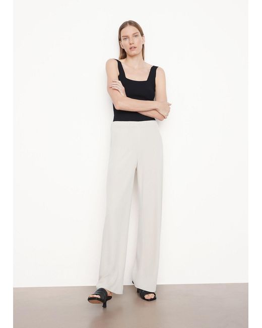 Vince White High-Waist Wide-Leg Trousers