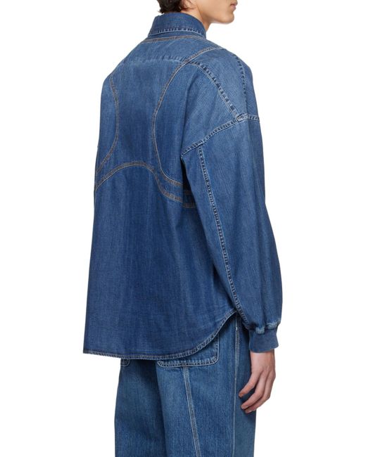 McQueen Blue Buttoned Denim Shirt for men