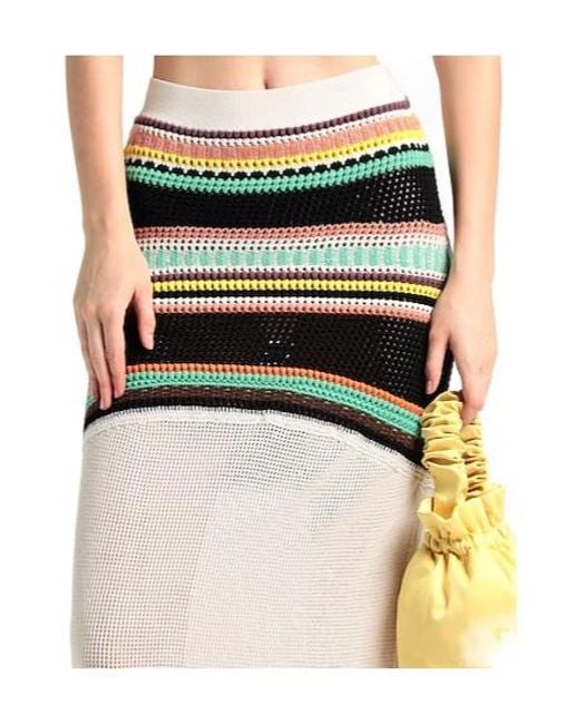 Chloé Natural Striped Knit Flare Skirt