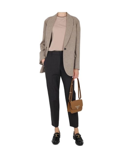 Brunello Cucinelli Gray Single-Breasted Button-Fastening Blazer