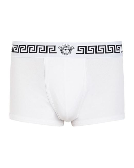 Versace White Low-Rise Stretch-Cotton Trunks for men