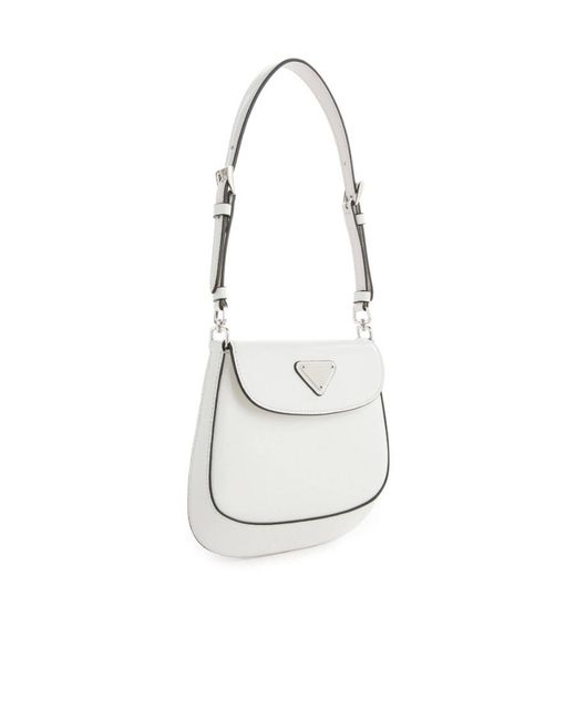 Prada White Cleo Brushed Leather Mini Bag