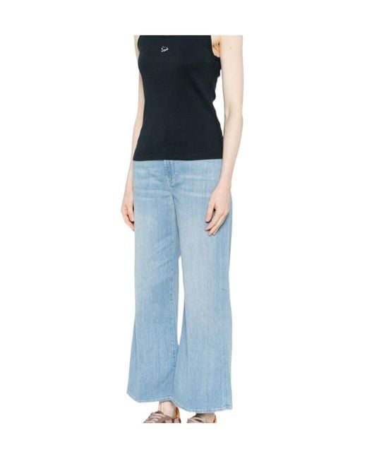 Maison Kitsuné Maison Kitsuné Baby Fox Ribbed Tank Top in Blue for