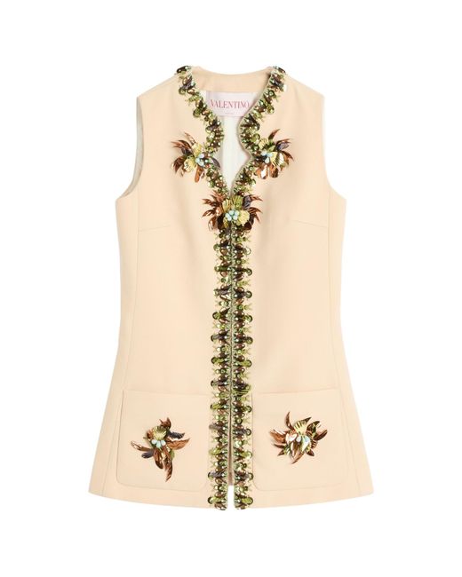 Valentino Natural Bead Embellished Sleeveless Gilet
