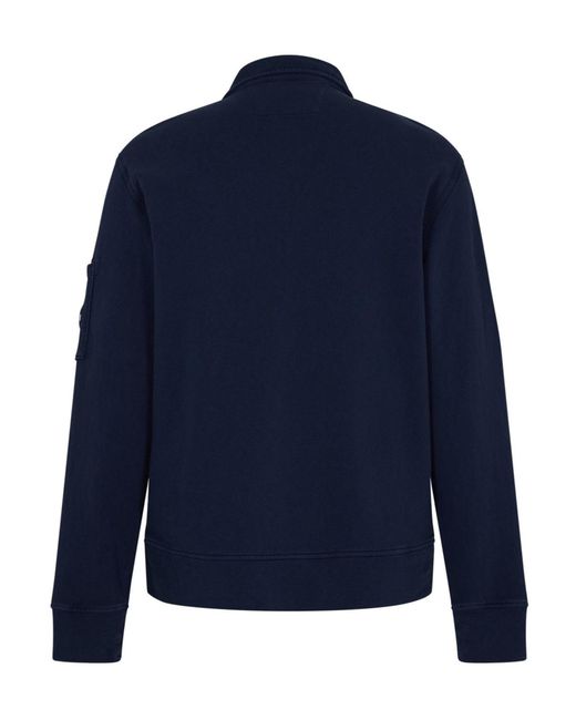 C P Company Blue Quarter Zip Fleece Sweatshirt for men