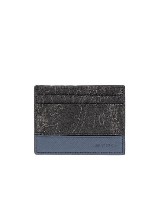 Etro Gray Pattern Card Holder for men