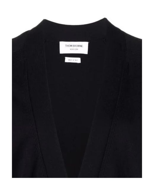 Thom Browne Blue 4-Bar Long Sleeved Knit Cardigan