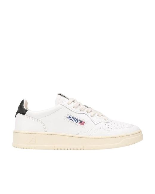 Autry White Medalist Lace-Up Sneakers for men