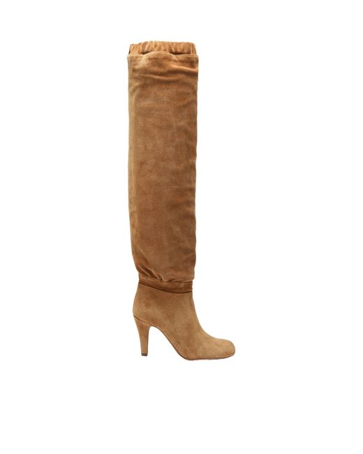 Chloé Brown Minimalist Design Solid Color Suede Knee-High Boots