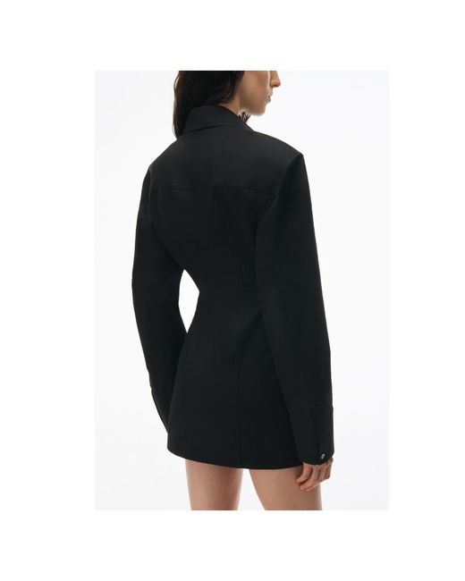 Alexander Wang Blue Boned Long-Sleeved Shirt Minidress