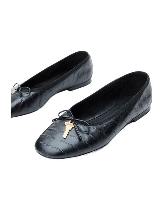 Alexander Wang Black Key-Detail Quilted Ballet Flats