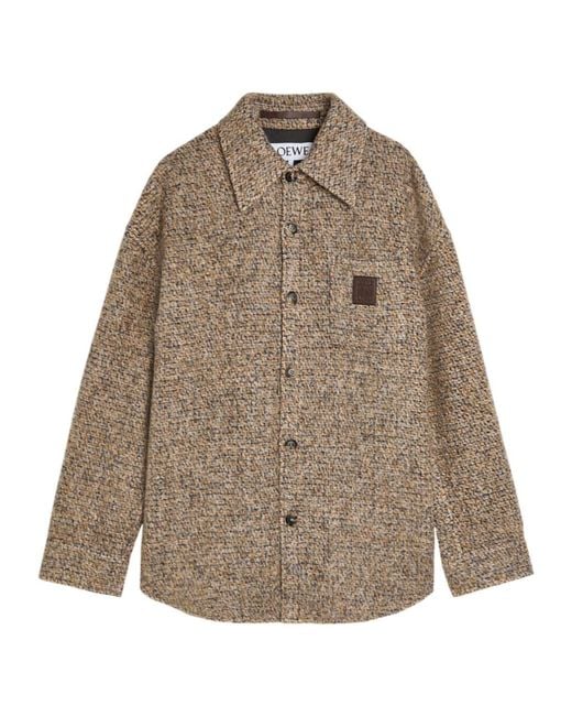 Loewe Brown Logo-Appliquéd Patterned Wool-Blend Jacket for men