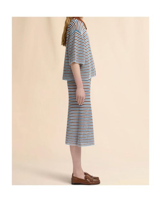 Marni Blue Striped Zip-Up Cardigan