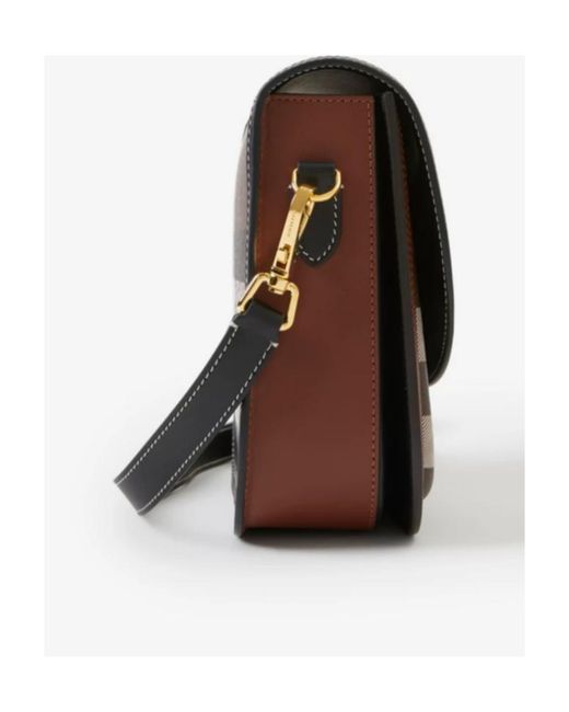 Burberry Brown Checked Foldover Top Medium Elizabeth Bag