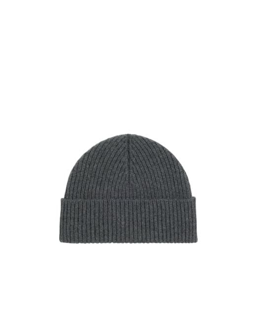 AMI Gray Logo Patch Knitted Beanie