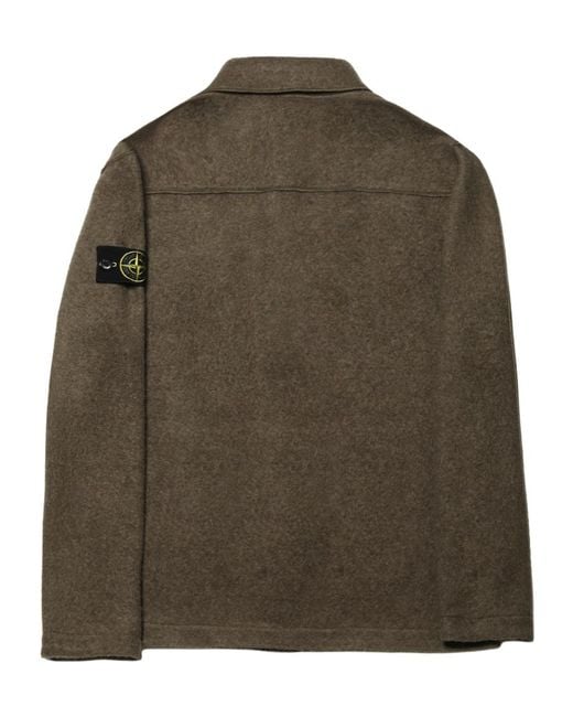 Stone Island Green Snap-Button Shirt Jacket for men