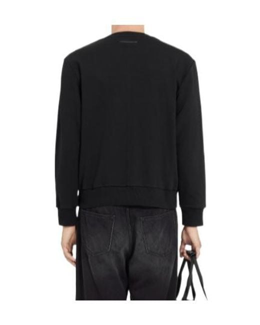 MM6 by Maison Margiela Black Spray Printed Crewneck Sweatshirt for men