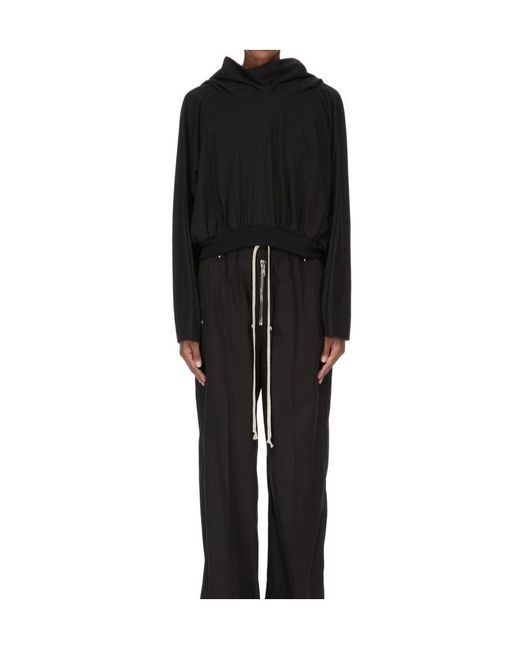 Rick Owens Black Temple Cropped Hooded Top
