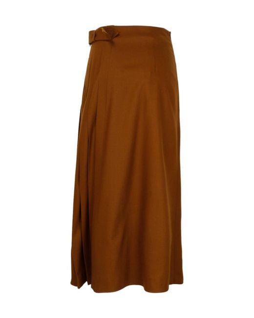 Alberta Ferretti Brown A-Line Pleated Mid-Length Skirt