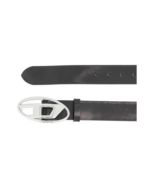 DIESEL Black B-1Dr Logo Plaque Buckled Belt