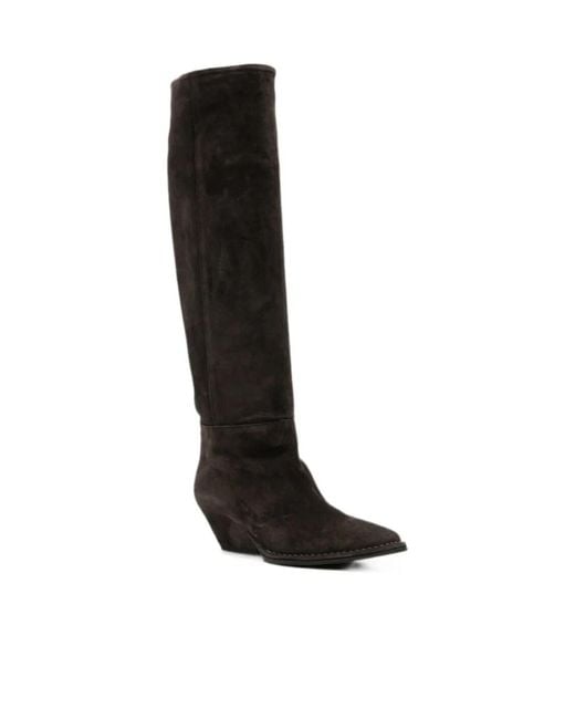 Roberto Del Carlo Black Pointed-Toe Tall Boots