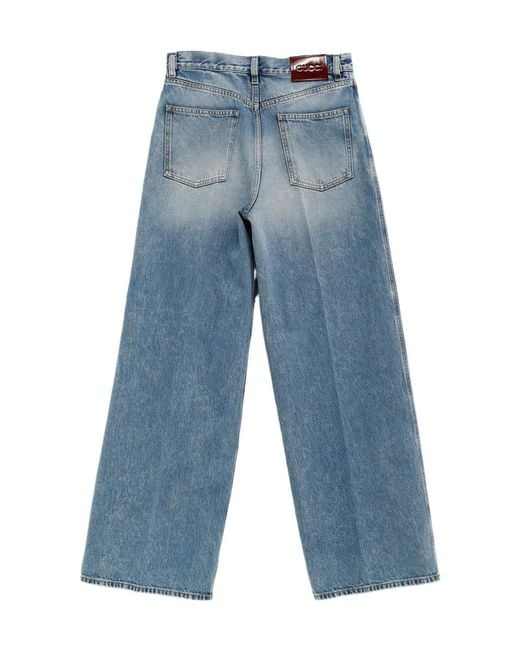 Gucci Blue Wide-Leg Denim Jeans