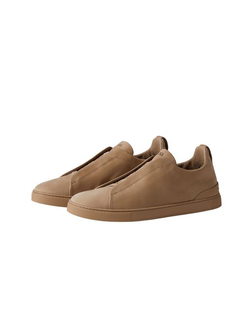 Zegna Brown Triple Stitch Sneakers for men