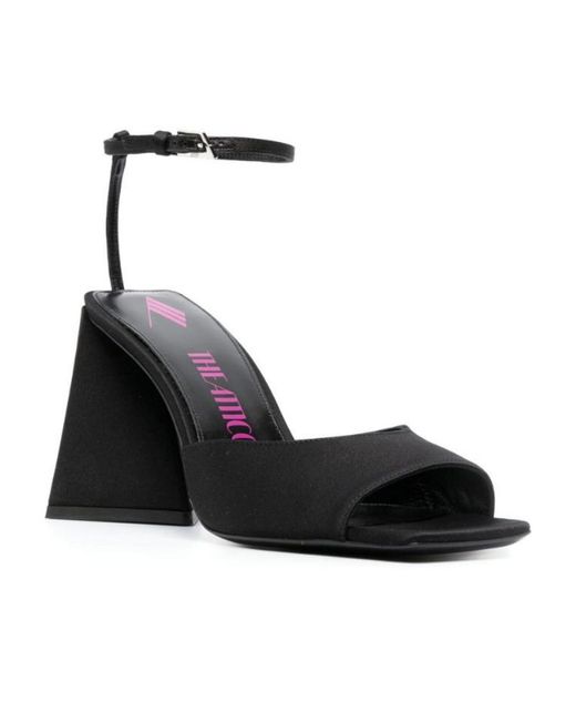 The Attico Black The Piper Square Toe Satin Sandals