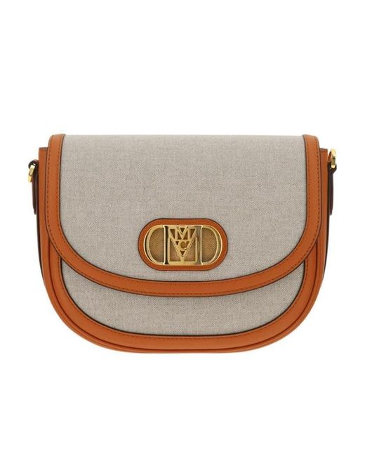 MCM White Mode Travia Logo Plaque Small Crossbody Bag
