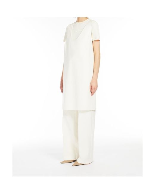 Max Mara White Orche High Waist Straight-Leg Trousers