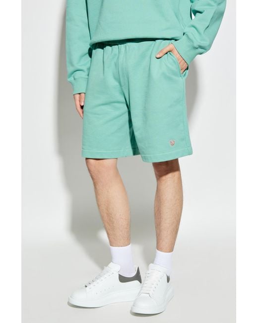 Versace Blue Medusa-Patch Elasticated Waistband Shorts for men