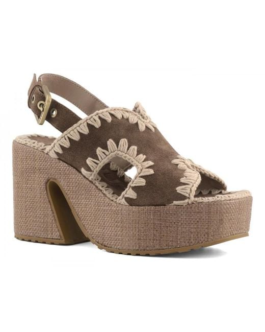 Mou Multicolor Crochet-Trim Leather Sandals