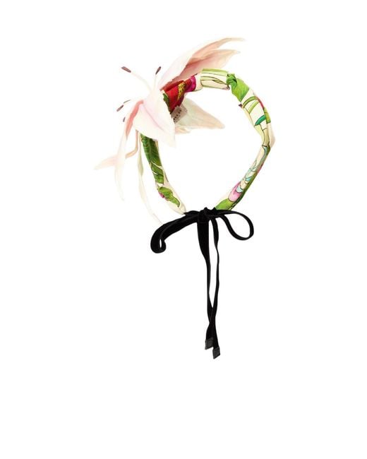 Gucci White Colorful Floral Print Fabric Headband