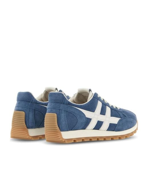 Hogan Blue Logo Patch Low-Top Sneakers