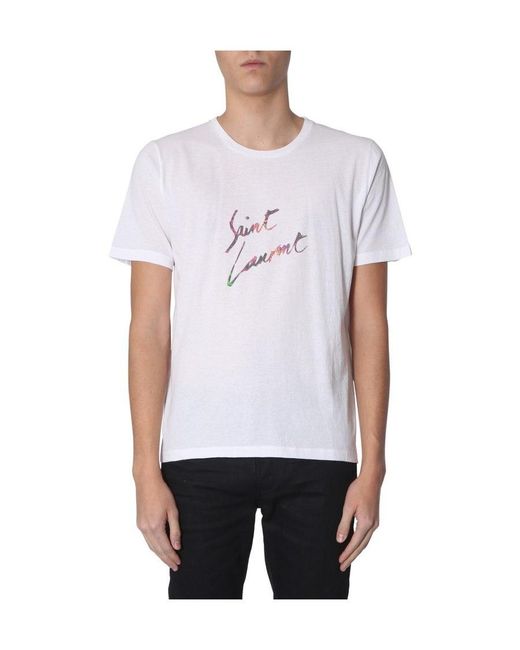 Saint Laurent White Animal Print' T-Shirt for men