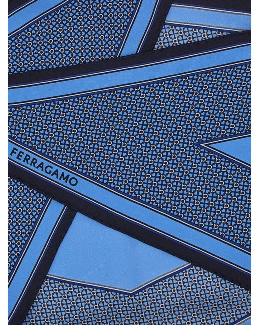 Ferragamo Blue Ferragamo Gancini Patterned Neckerchief