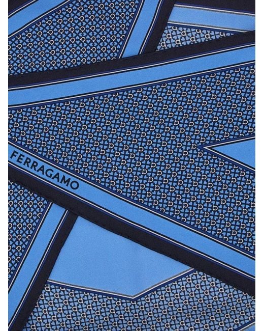 Ferragamo Blue Ferragamo Gancini Patterned Neckerchief