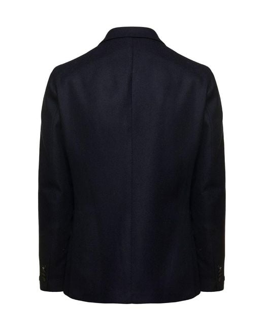 Tagliatore Blue Peak-Lapels Double-Breasted Blazer for men
