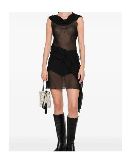 GIMAGUAS Black Boa Mini Dress