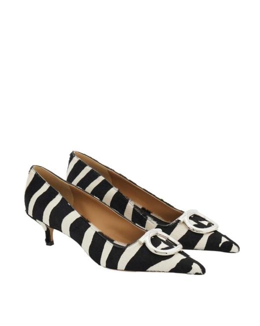 Ferragamo Black Ferragamo Lara 40 Printed Pumps