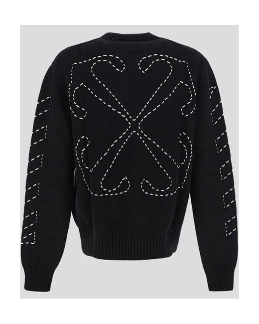 Off-White c/o Virgil Abloh Blue Arrows Motif Crewneck Knitted Jumper for men